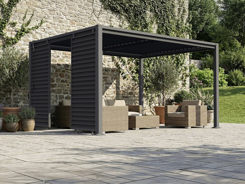 Jalousie für bioklimatische Pergola aus verzinktem Stahl "Clifford" - 92 x 4 x 208 cm - Grau