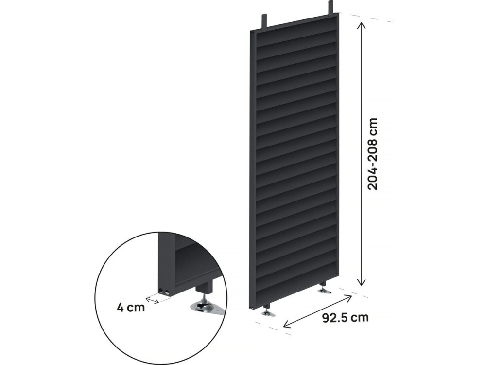 Jalousie für bioklimatische Pergola aus verzinktem Stahl "Clifford" - 92 x 4 x 208 cm - Grau
