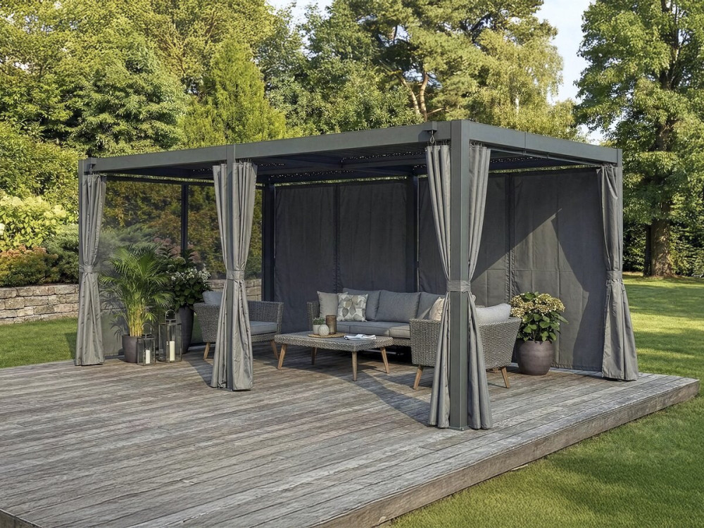 Vorhang für bioklimatische Pergola "Kensington" - 3 x 6 m - Grau