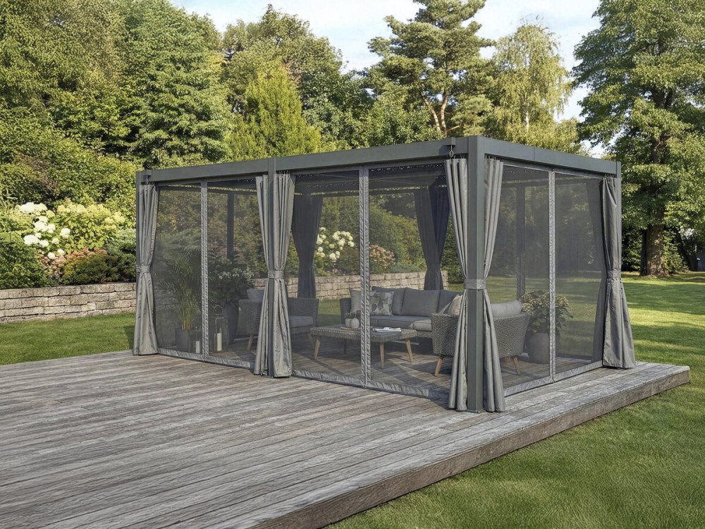 Vorhang für bioklimatische Pergola "Kensington" - 3 x 6 m - Grau