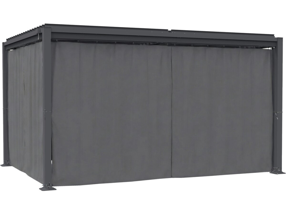 Vorhang + Mückennetz für bioklimatische Pergola "Howard" - 3 x 4 m - Grau