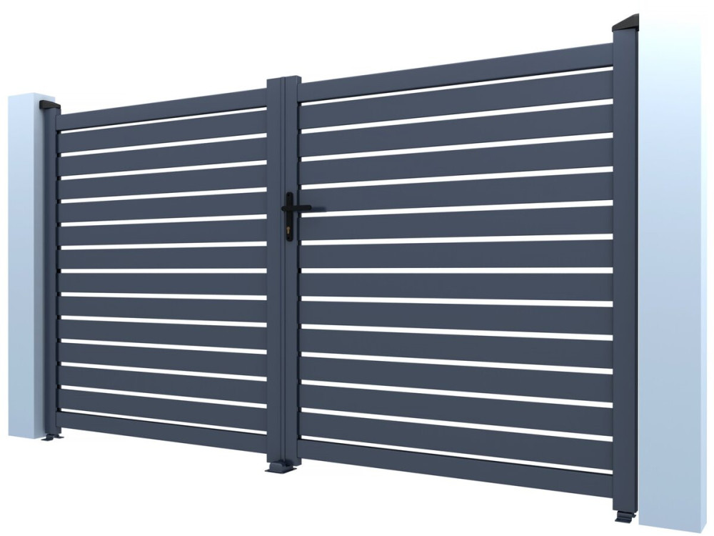 Halbdurchbrochenes Aluminiumtor "Julien" - 300 x 140 cm - Grau