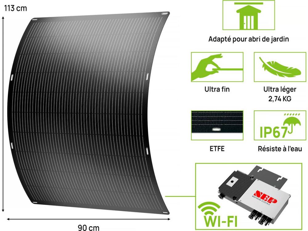 Flexibles Solarpaneel 2er-Set Plug and Play  - 400 W "Urban center" - Schwarz
