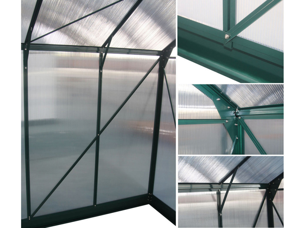 Gartengewächshaus aus Polycarbonat "Dahlia" Tannengrün 6,15 m²