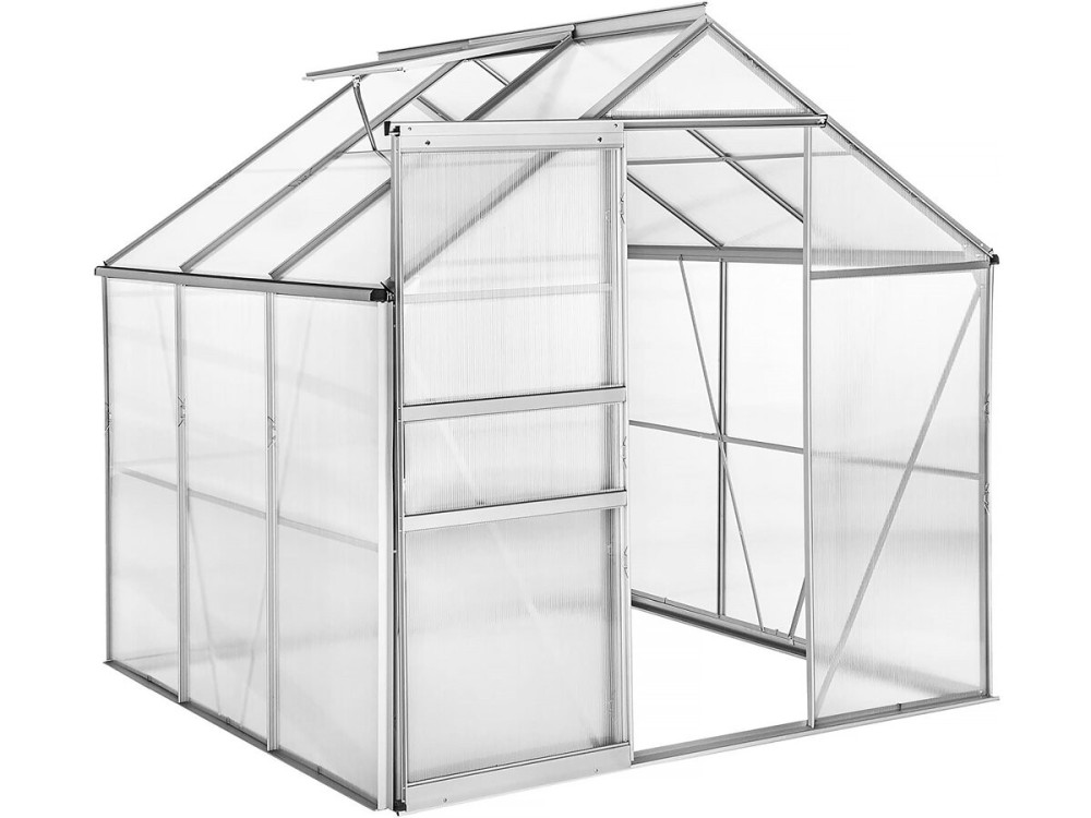 Gartengewächshaus aus Polycarbonat 190 x 190 x 195 cm "Basilikum" - 3,61 m² - Grau