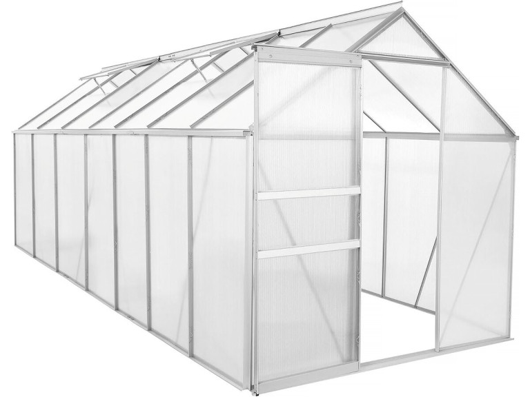 Gartengewächshaus aus Polycarbonat 430 x 190 x 195 cm "Basilikum" - 8,17 m² - Grau