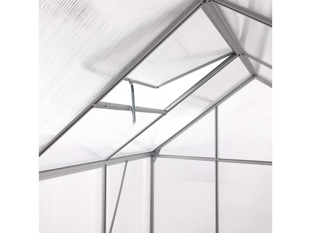 Gartengewächshaus aus Polycarbonat 430 x 190 x 195 cm "Basilikum" - 8,17 m² - Grau