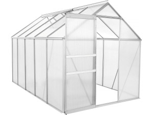 Gartengewächshaus aus Polycarbonat 310 x 190 x 195 cm "Basilikum" - 5,89 m² - Grau