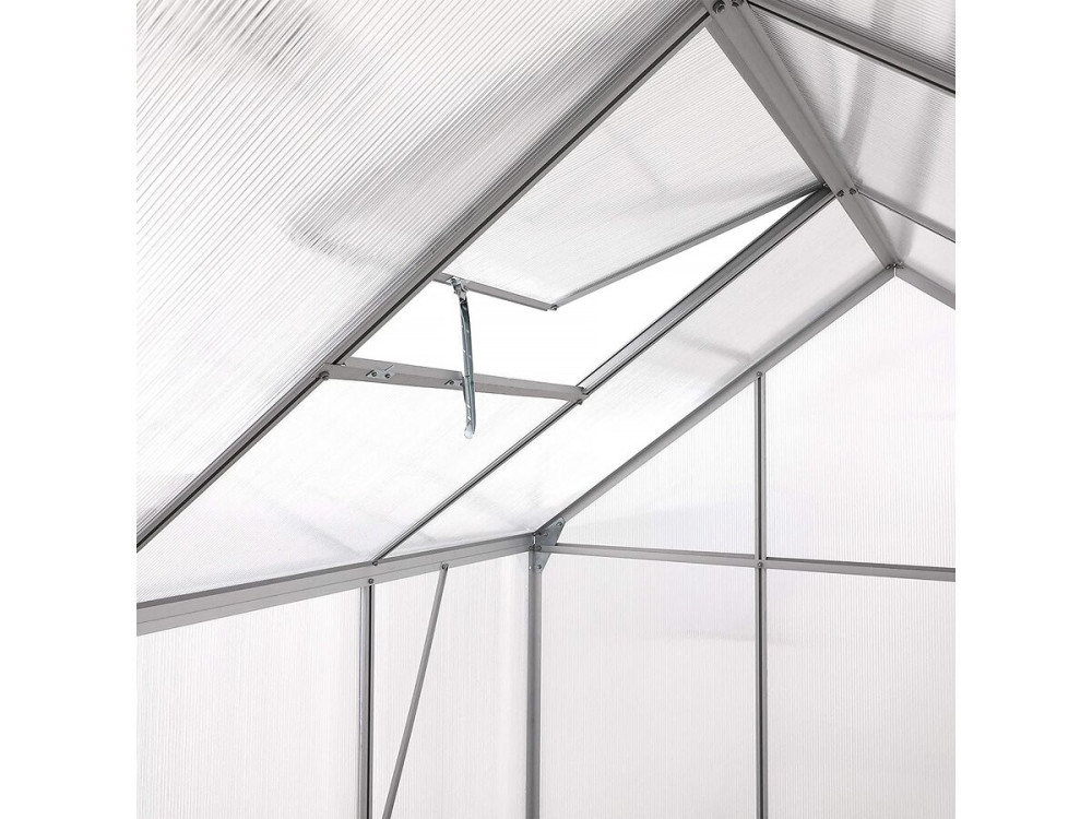 Gartengewächshaus aus Polycarbonat 310 x 190 x 195 cm "Basilikum" - 5,89 m² - Grau