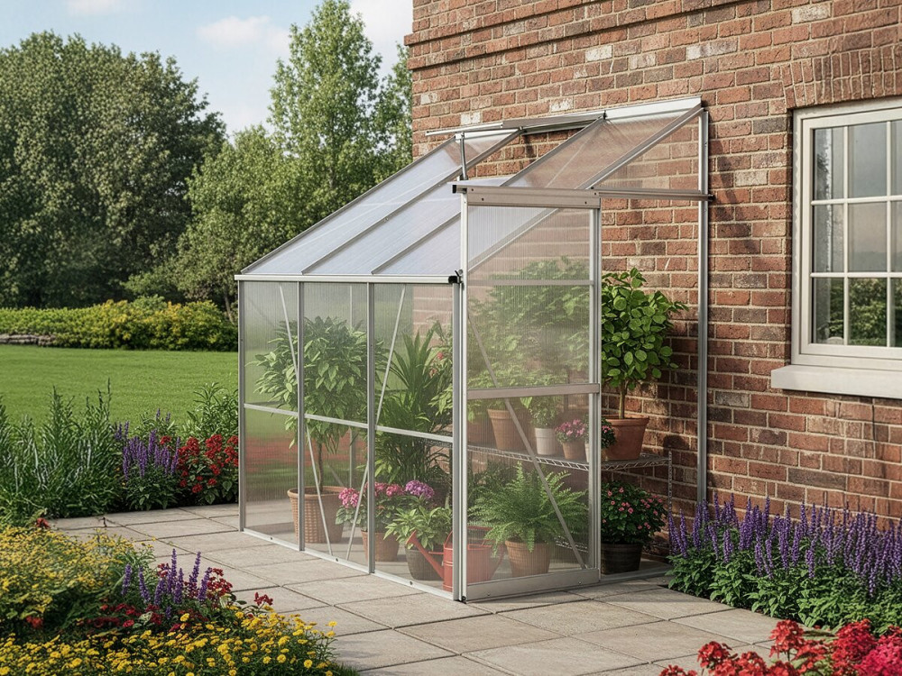 Polycarbonat-Anlehngewächshaus "Dill" 190 x 125 x 195 cm - 2,37 m²
