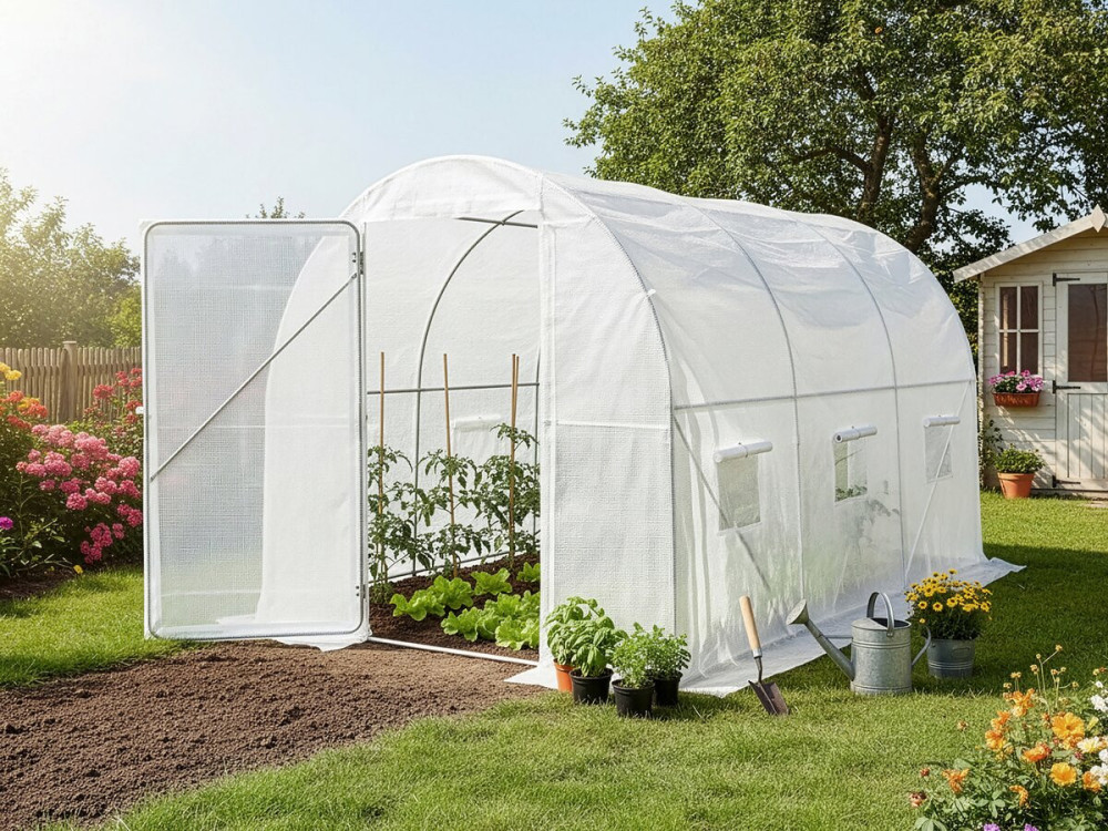 Tunnelgewächshaus mit Tür „Mimosa” 3 x 2 M – 180 g – 6 M² - Weiß