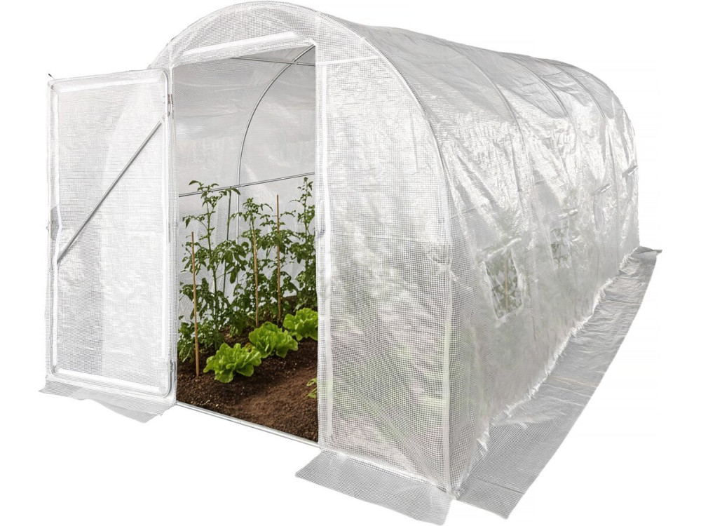 Tunnelgewächshaus mit Tür „Mimosa” 4,5 x 2 M – 180 g – 9 M² - Weiß