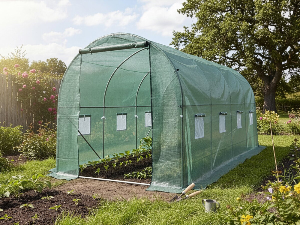 Plane für Garten-Tunnelgewächshaus „Lys“ – 9 M² - 130 g – Grün
