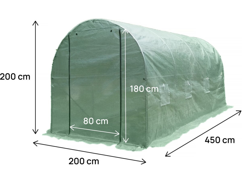 Plane für Garten-Tunnelgewächshaus „Lys“ – 9 M² - 130 g – Grün