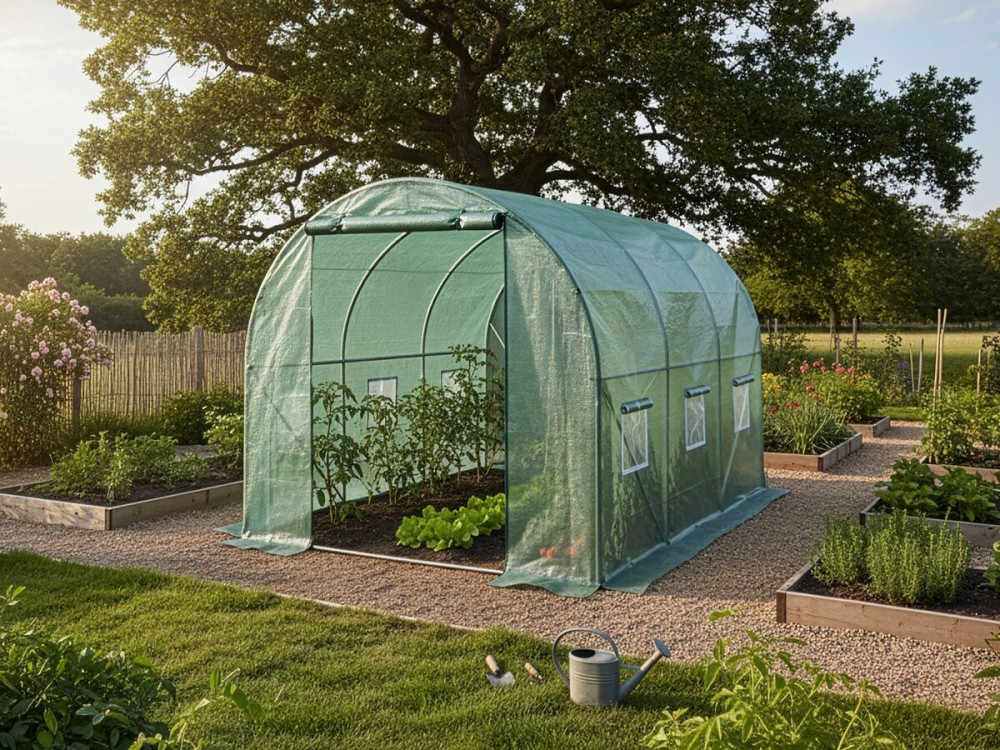 Plane für Garten-Tunnelgewächshaus „Lys“ – 6 M² - 130 g – Grün