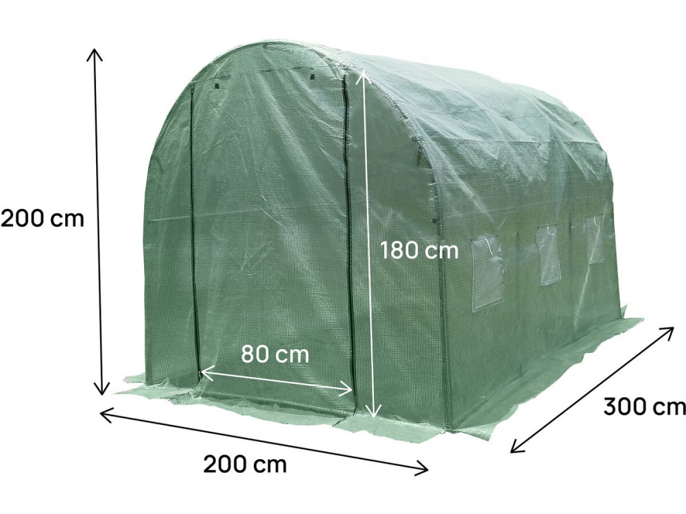 Plane für Garten-Tunnelgewächshaus „Lys“ – 6 M² - 130 g – Grün