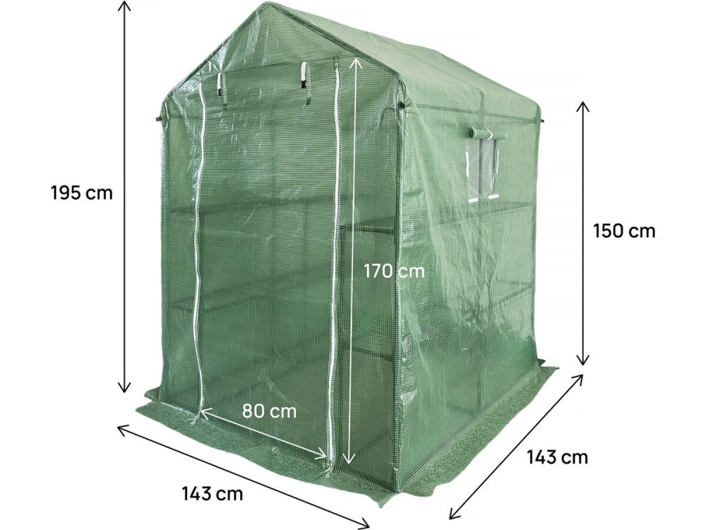 Garten-Tomatengewächshaus mit Regalen „Lys“ – 2,04 M² – 130 g – Grün