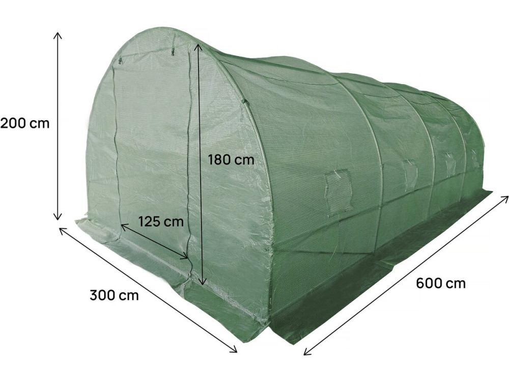 Tunnelgewächshaus für den Garten „Lys“ – 6 x 3 M - 18 M² - 140 g – Grün