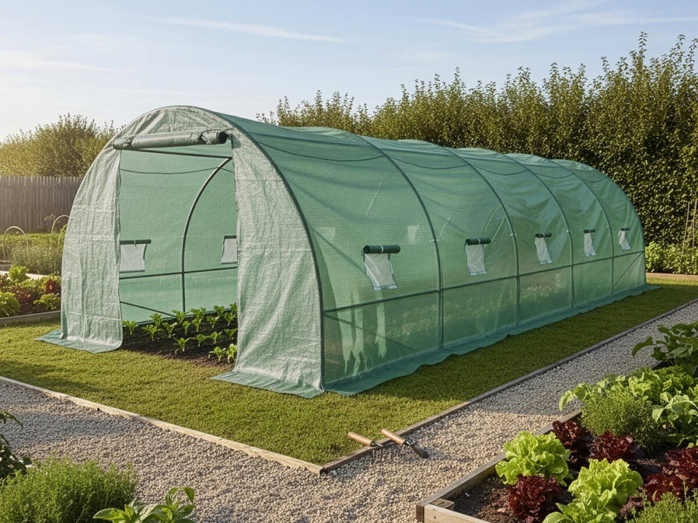 Tunnelgewächshaus für den Garten „Lys“ – 8 x 3 M - 24 M² - 140 g – Grün
