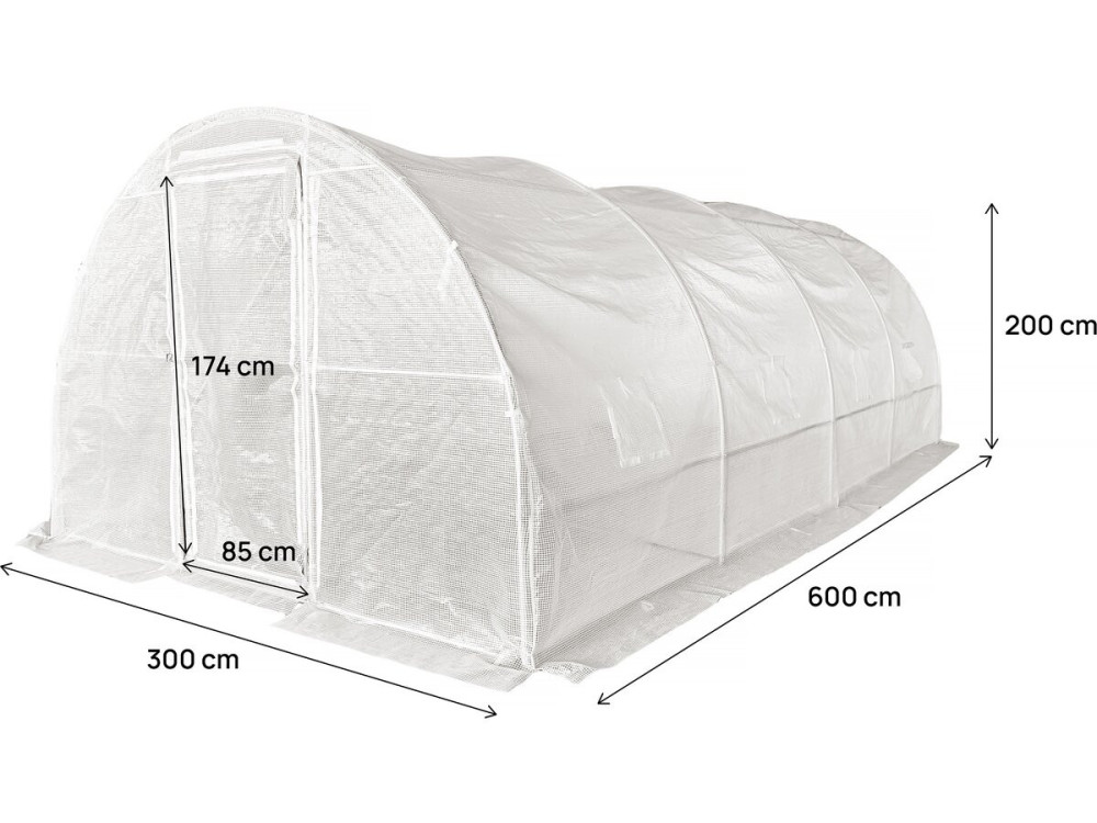 Plane für Garten-Tunnelgewächshaus „Mimosa“ – 18 M² - 180 g – Weiß