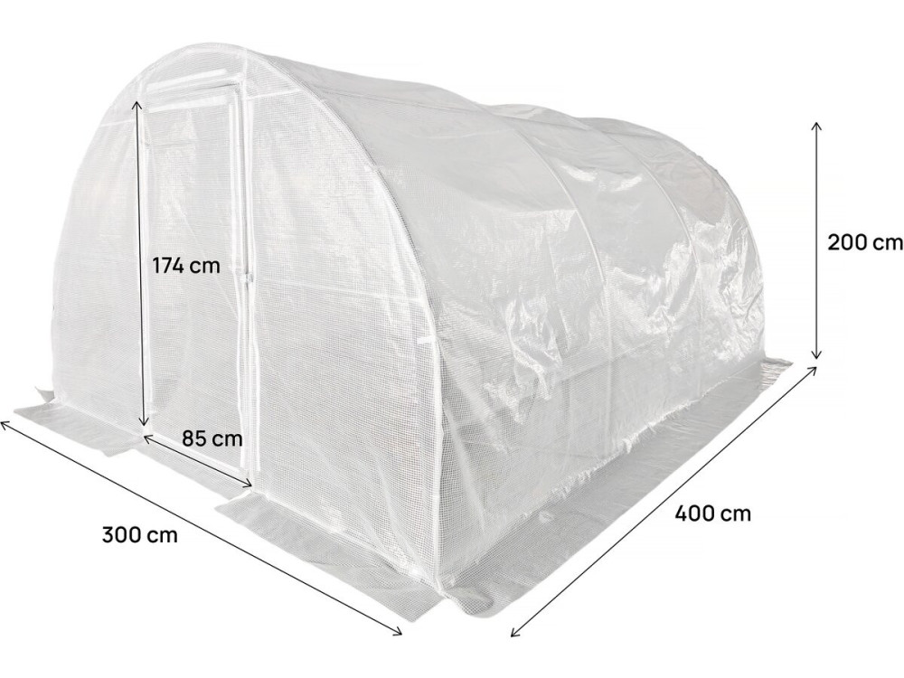 Plane für Garten-Tunnelgewächshaus „Mimosa“ – 12 M² - 180 g – Weiß