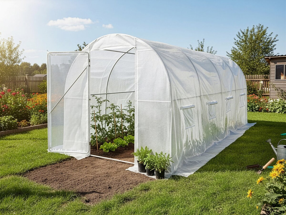 Plane für Garten-Tunnelgewächshaus „Mimosa“ – 9 M² - 180 g – Weiß
