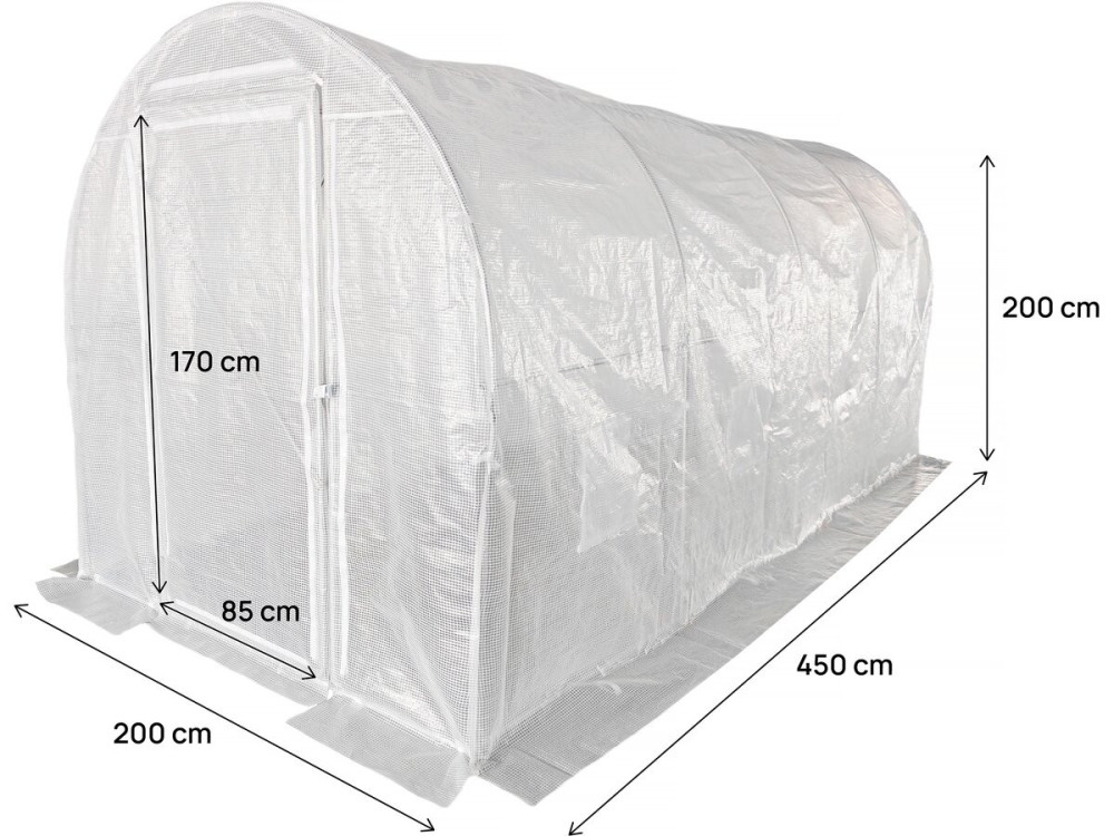 Plane für Garten-Tunnelgewächshaus „Mimosa“ – 9 M² - 180 g – Weiß