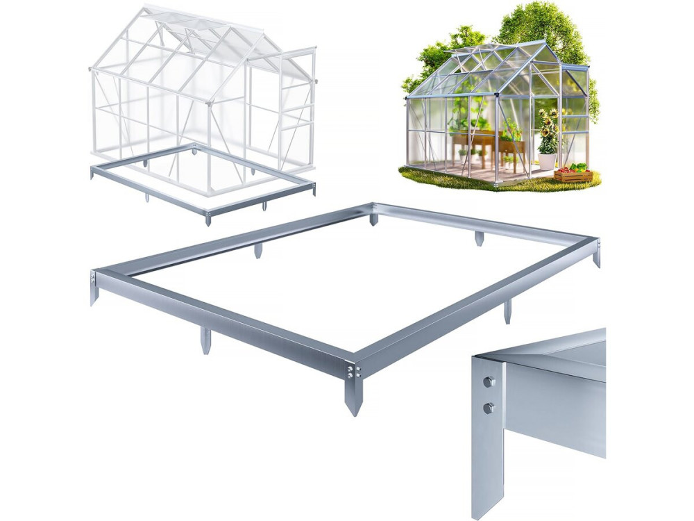 Sockel aus verzinktem Stahl für Gartengewächshaus "Basilikum" - 3,61 m² - Grau