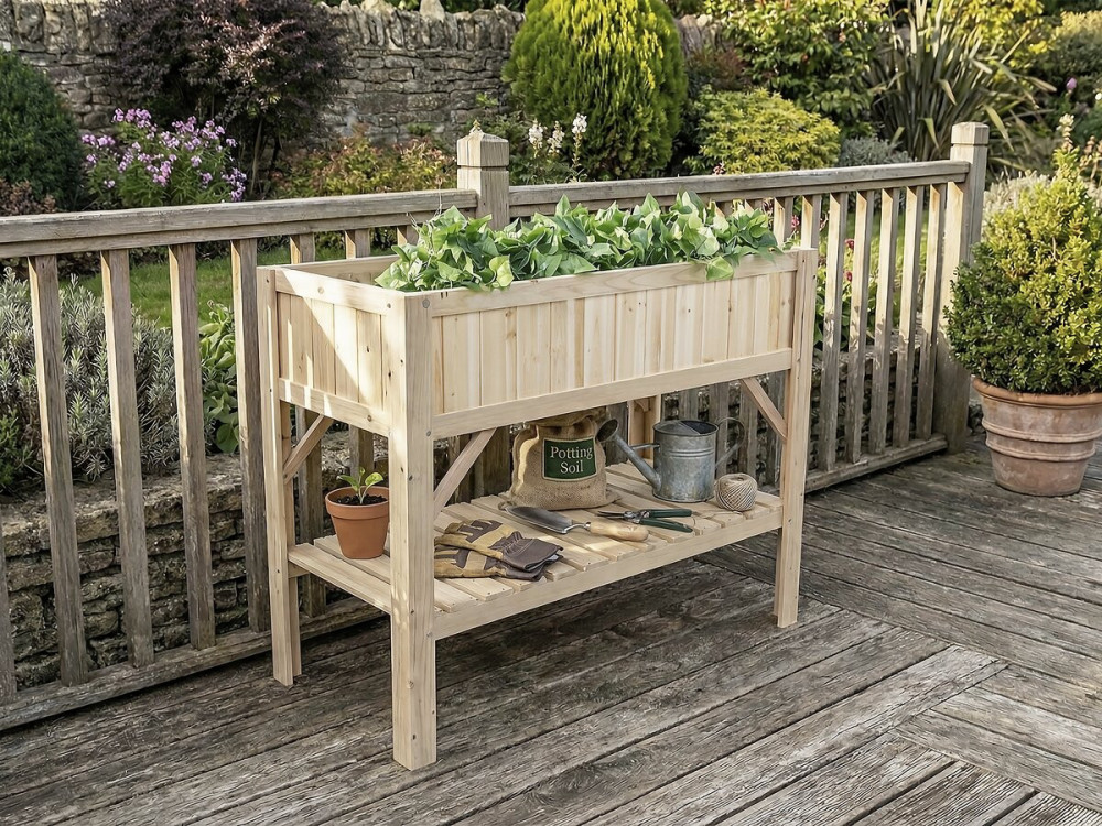 Gemüsegartenquadrat aus Holz auf Füßen "Magnolia" - 115 x 57 x 90 cm - Beige