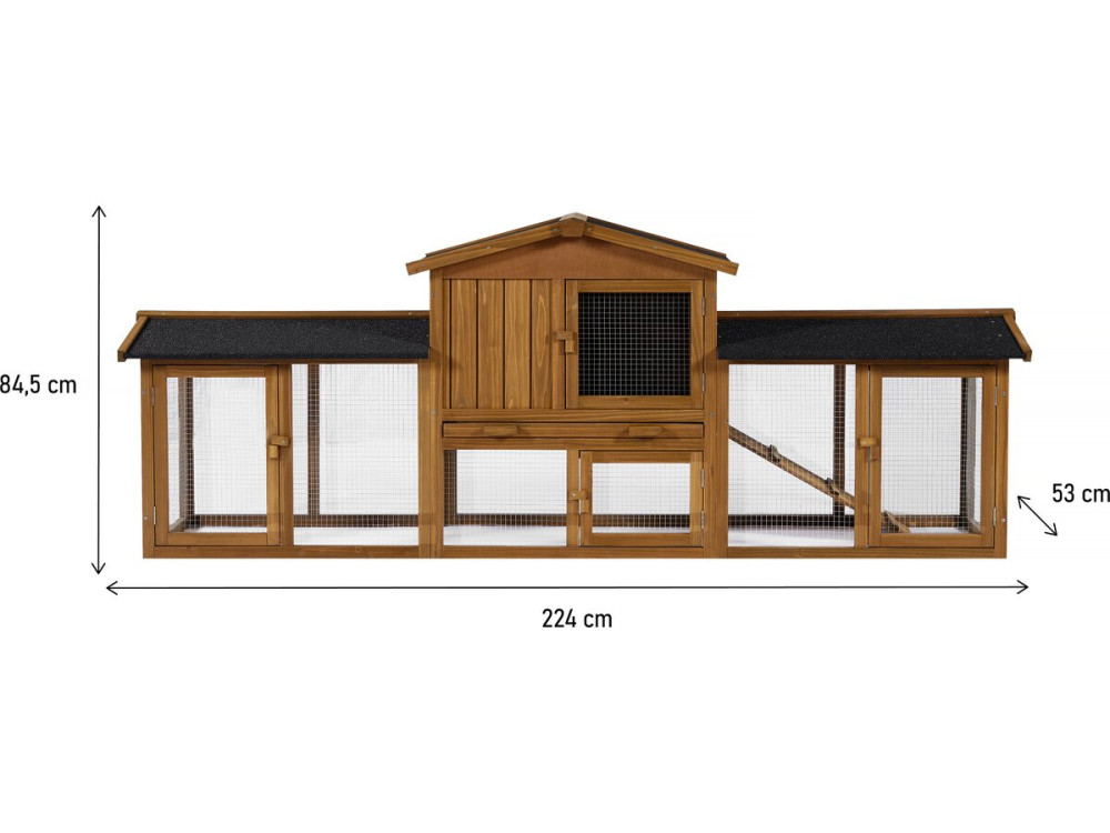 Hasenstall aus Holz "Galina" 2 Türen- Braun