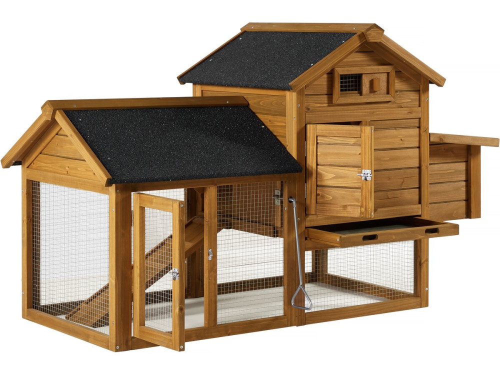 Hühnerstall "Poulette" mit Legenest aus Holz - Braun