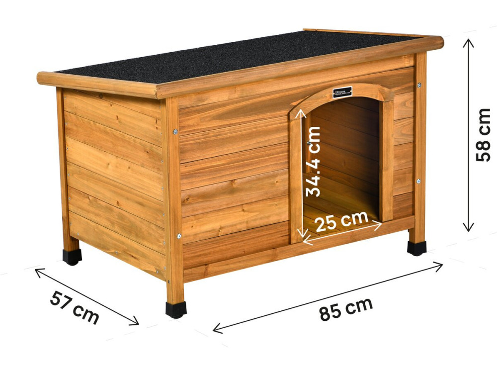 Hundehütte aus Holz „Max“ – 85 x 57 x 58 cm – Braun