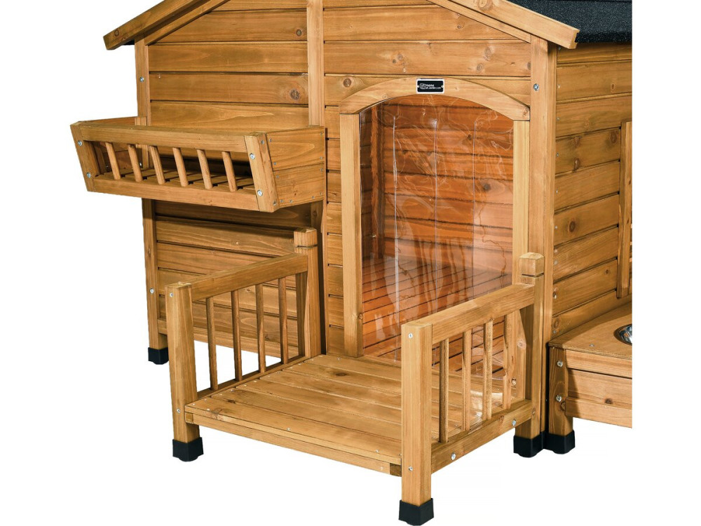 Hundehütte aus Holz mit Futternapf und Aufbewahrungsbox "Rusty" - 151 x 138 x 100 cm - Braun