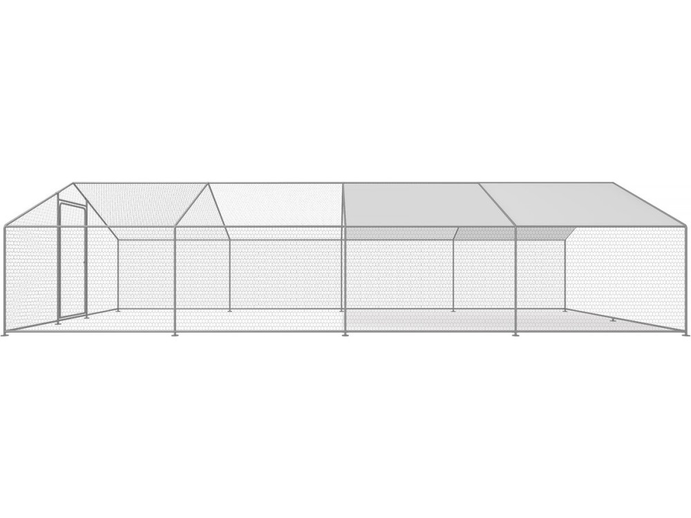 Hühnergehege 24 m² mit Maschendrahtzaun 8 x 3 x 2 m aus verzinktem Stahl