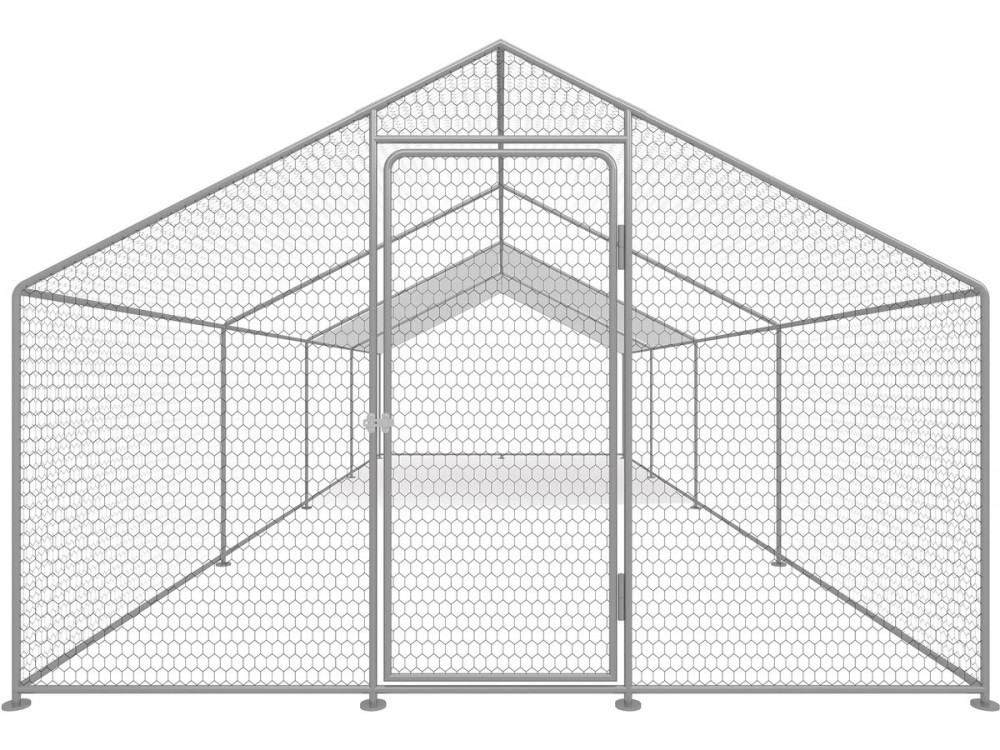 Hühnergehege 24 m² mit Maschendrahtzaun 8 x 3 x 2 m aus verzinktem Stahl