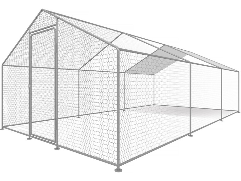Hühnergehege 18 m² mit Maschendrahtzaun 6 x 3 x 2 m aus verzinktem Stahl