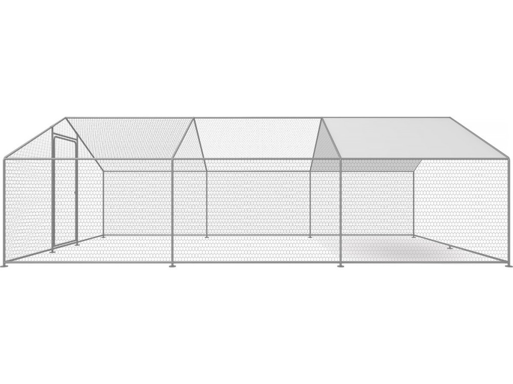 Hühnergehege 18 m² mit Maschendrahtzaun 6 x 3 x 2 m aus verzinktem Stahl