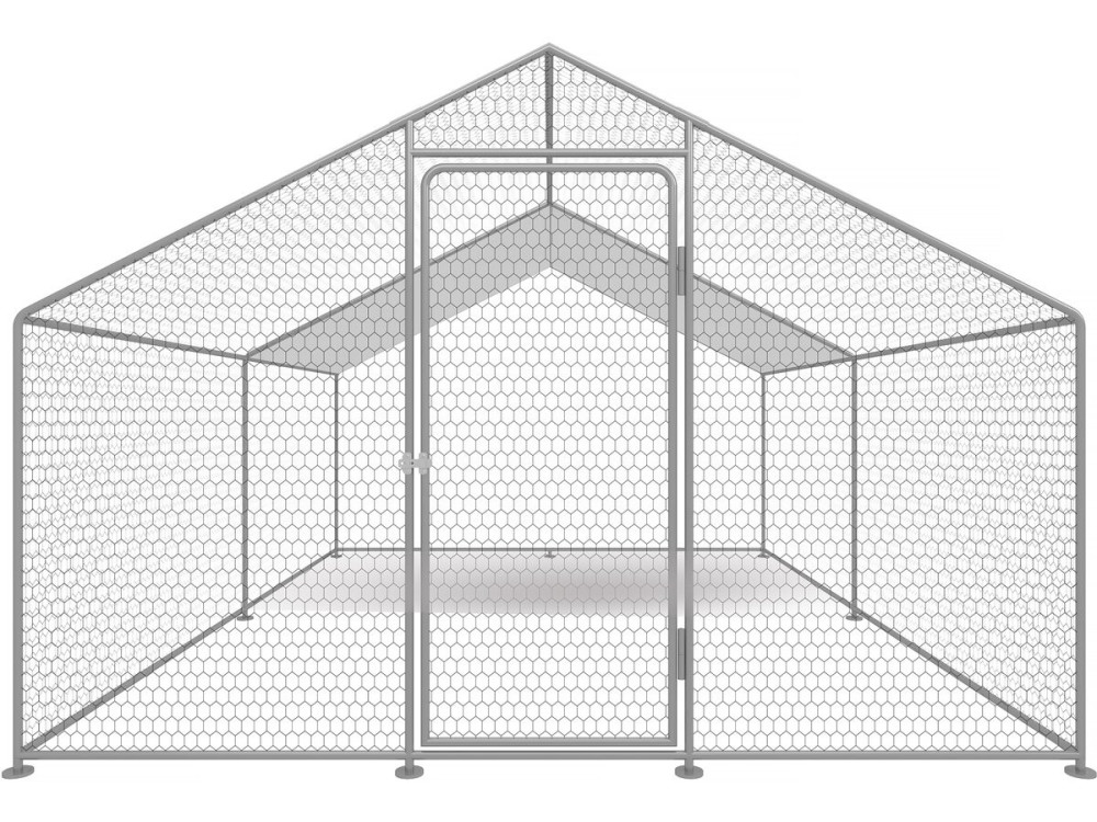 Hühnergehege 9 m² mit Maschendrahtzaun 3 x 3 x 2 m aus verzinktem Stahl