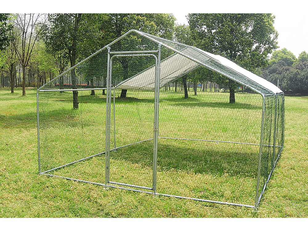 Hühnergehege 9 m² mit Maschendrahtzaun 3 x 3 x 2 m aus verzinktem Stahl