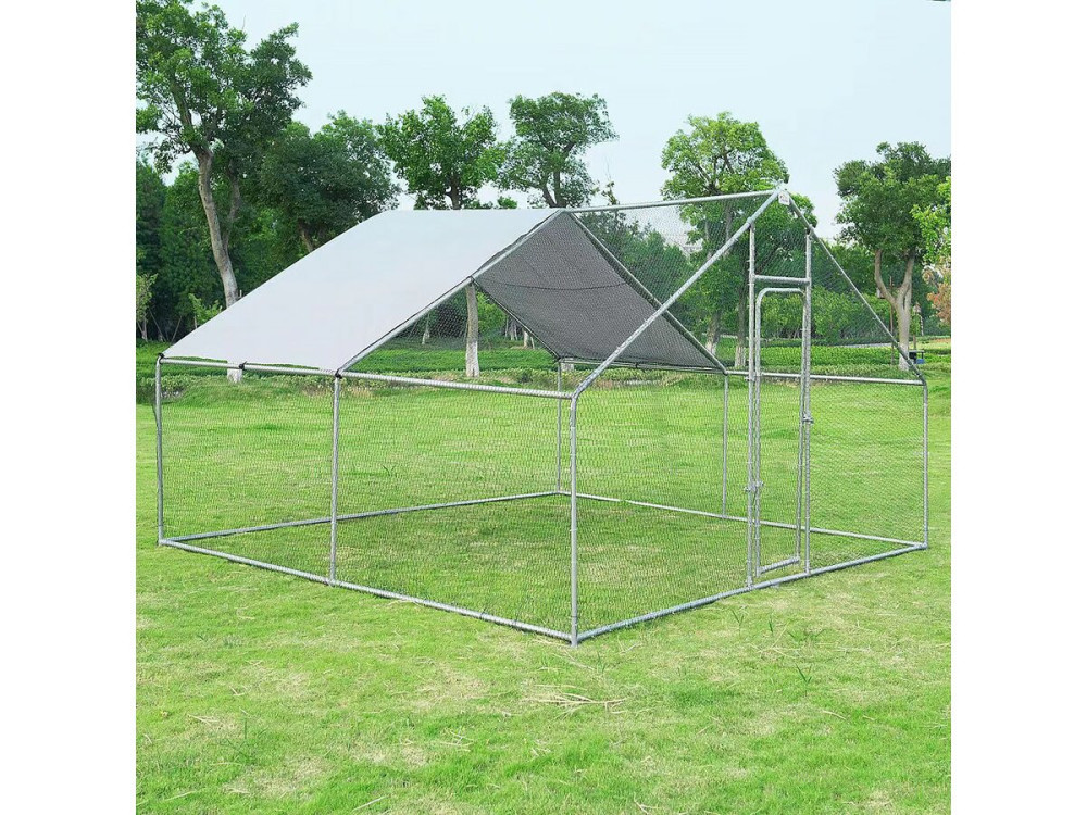 Hühnergehege 9 m² mit Maschendrahtzaun 3 x 3 x 2 m aus verzinktem Stahl