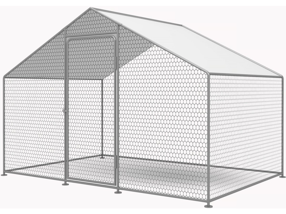 Hühnergehege 6 m² mit Maschendrahtzaun 2 x 3 x 2 m aus verzinktem Stahl