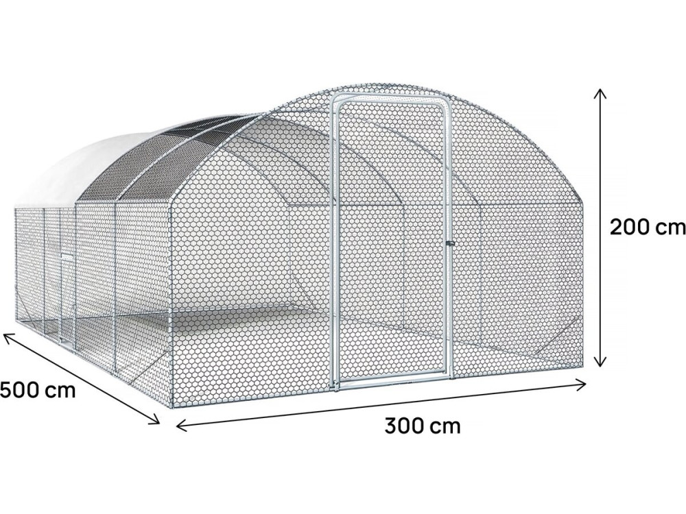 Hühnerauslauf Kuppel 15 m² Gitterpark "Cocorico" - 5 x 3 m - verzinkter Stahl