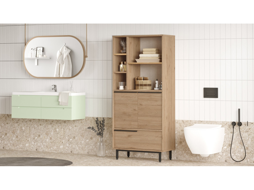 Holzschrank "Calvin" - 74 x 35 x 161 cm - Braun