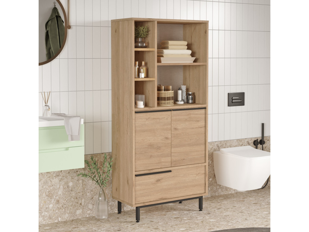 Holzschrank "Calvin" - 74 x 35 x 161 cm - Braun
