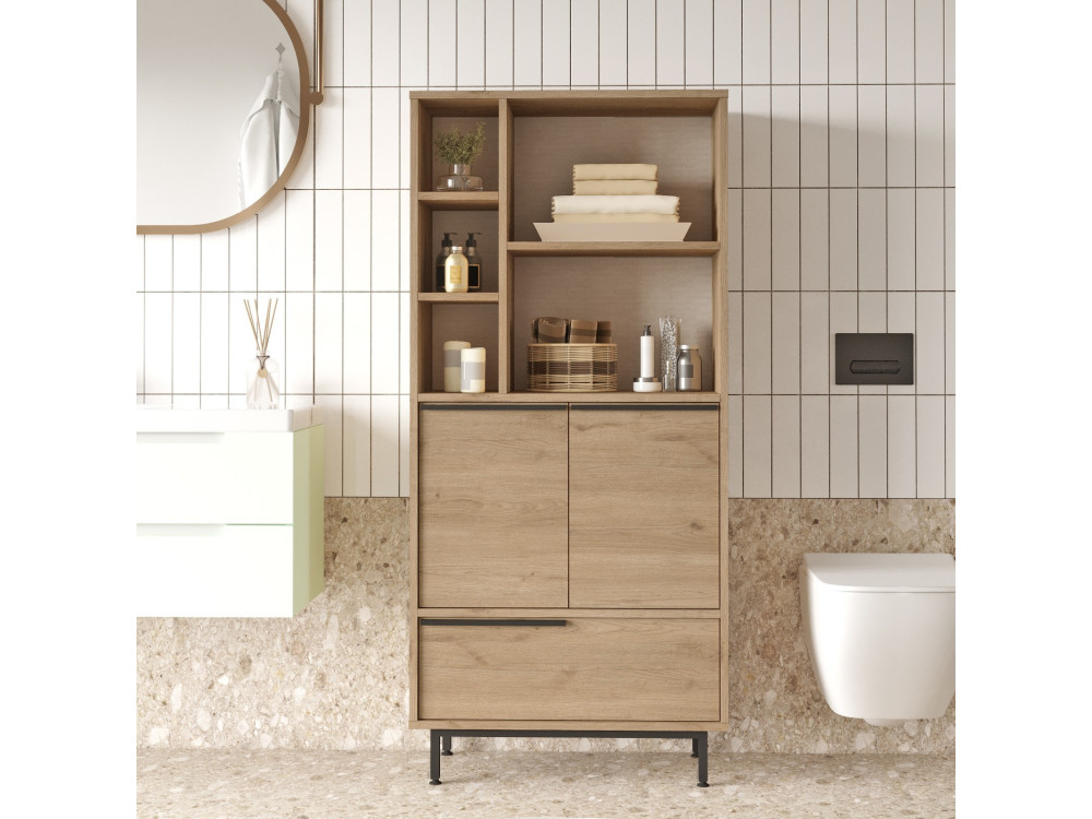 Holzschrank "Calvin" - 74 x 35 x 161 cm - Braun