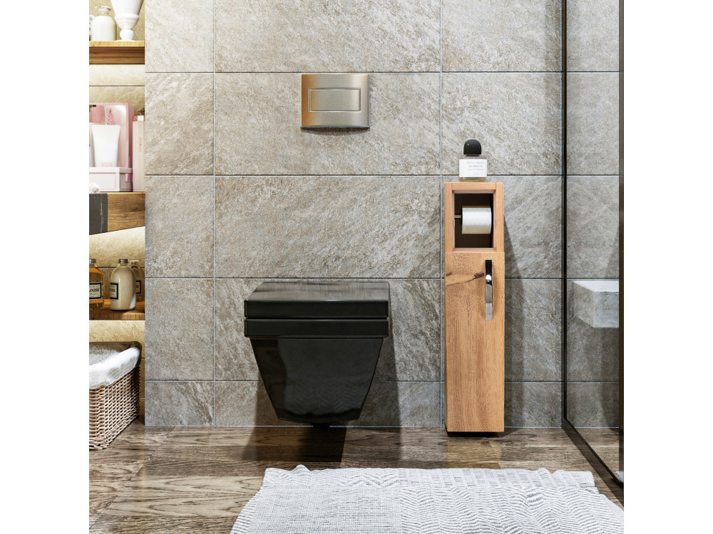 Toilettenpapierhalter aus Holz "Star" - 15 x 12 x 65 cm - Braun