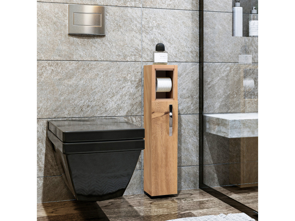 Toilettenpapierhalter aus Holz "Star" - 15 x 12 x 65 cm - Braun