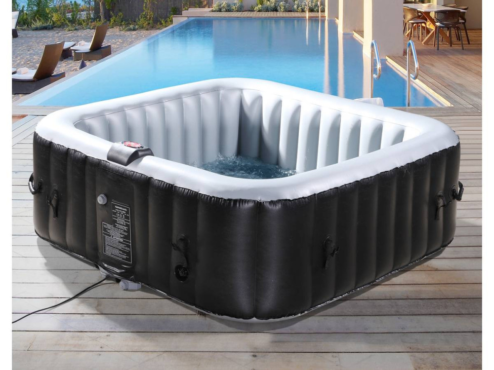 Aufblasbarer Whirlpool NICE aus PVC - 6 Personen - Grau/Schwarz