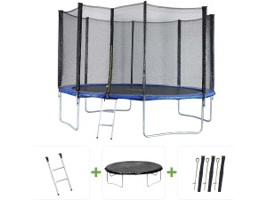 Trampolin "Joycy" - Ø 4,27 m - Mit Netz + Leiter + Abdeckung + Befestigungsset