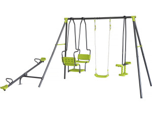 Spielgerüst aus Metall mit Wippe „Lenny” – 4 Klettergeräte – Grün